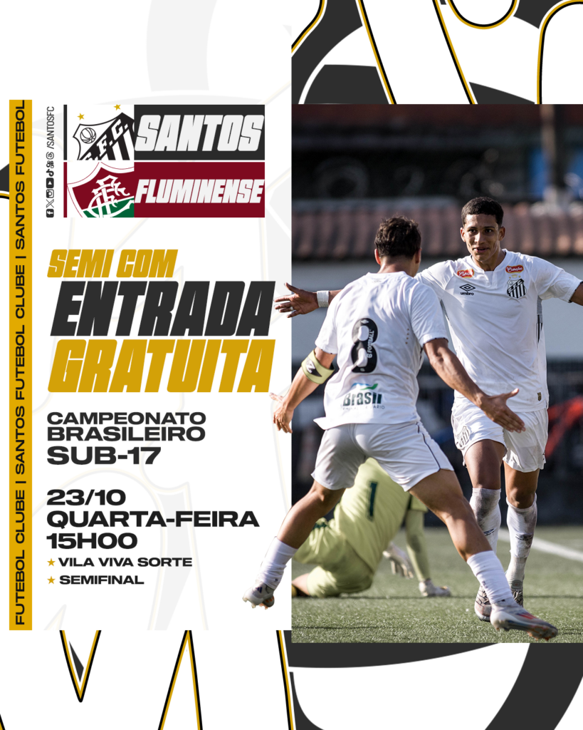 DECISÃO DE VAGA PARA FINAL TERÁ ENTRADA GRATUITA PARA SANTOS FC X FLUMINENSE, PELO BRASILEIRO SUB-17, NA VILA VIVA SORTE