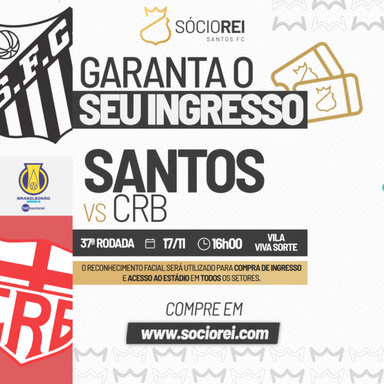 VENDA DE INGRESSOS PARA A PARTIDA ENTRE SANTOS FC E CRB