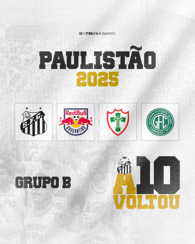 SANTOS FC ESTÁ NO GRUPO B DO PAULISTÃO SICREDI 2025