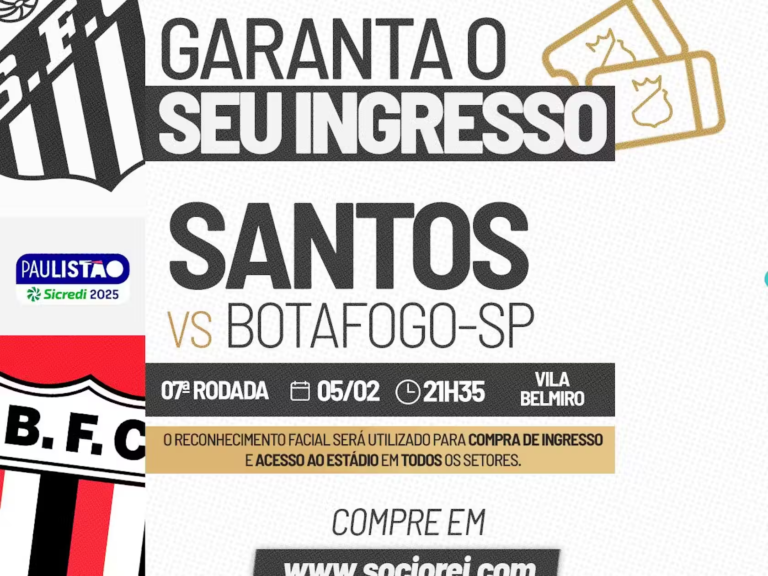 Venda de bilhetes para o confronto entre Santos FC e Botafogo-SP